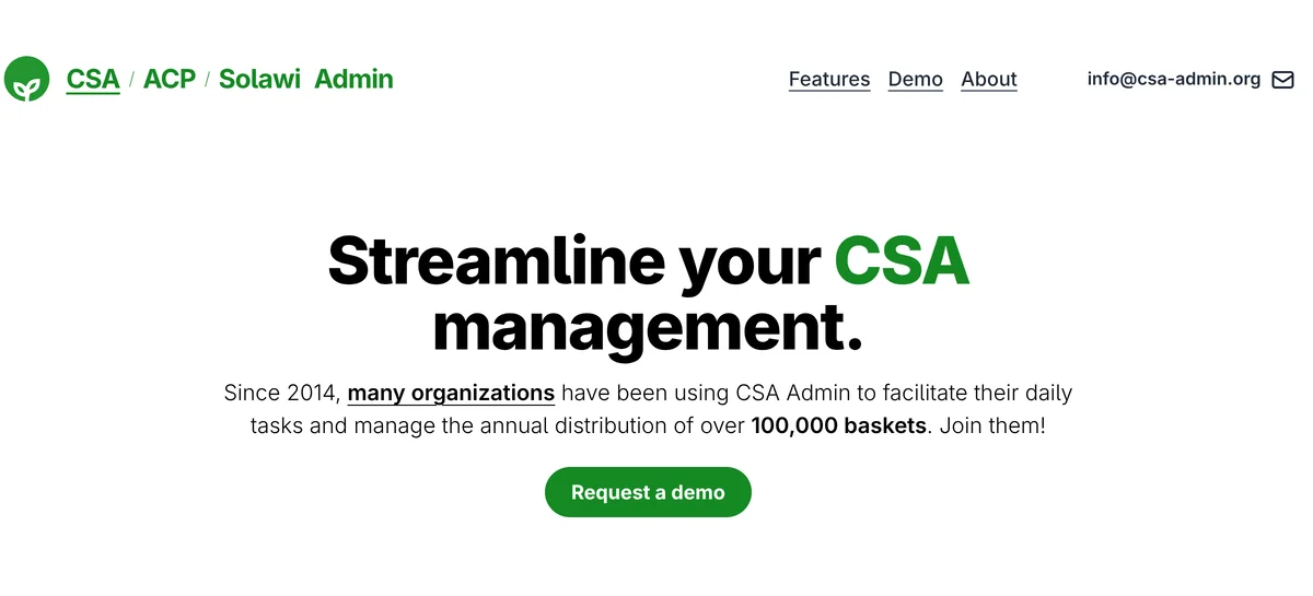 CSA Admin app screenshot