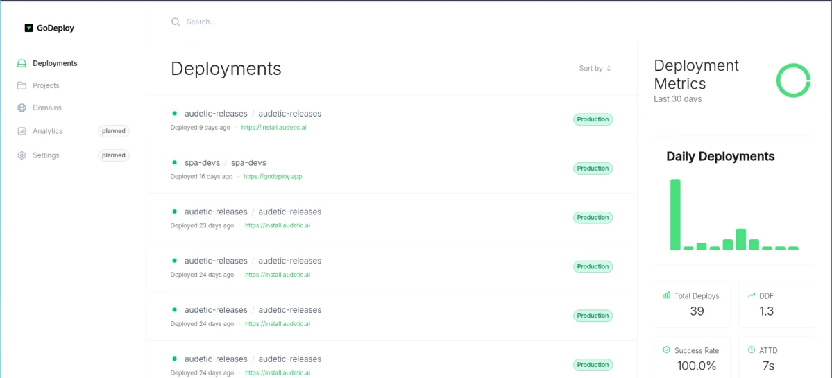 GoDeploy app screenshot