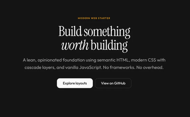 Modern Web Starter app screenshot
